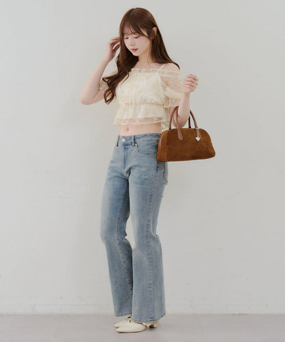 【@reve.perle_企劃】後綁帶荷葉邊喇叭褲