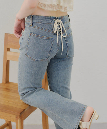 【@reve.perle_企劃】後綁帶荷葉邊喇叭褲