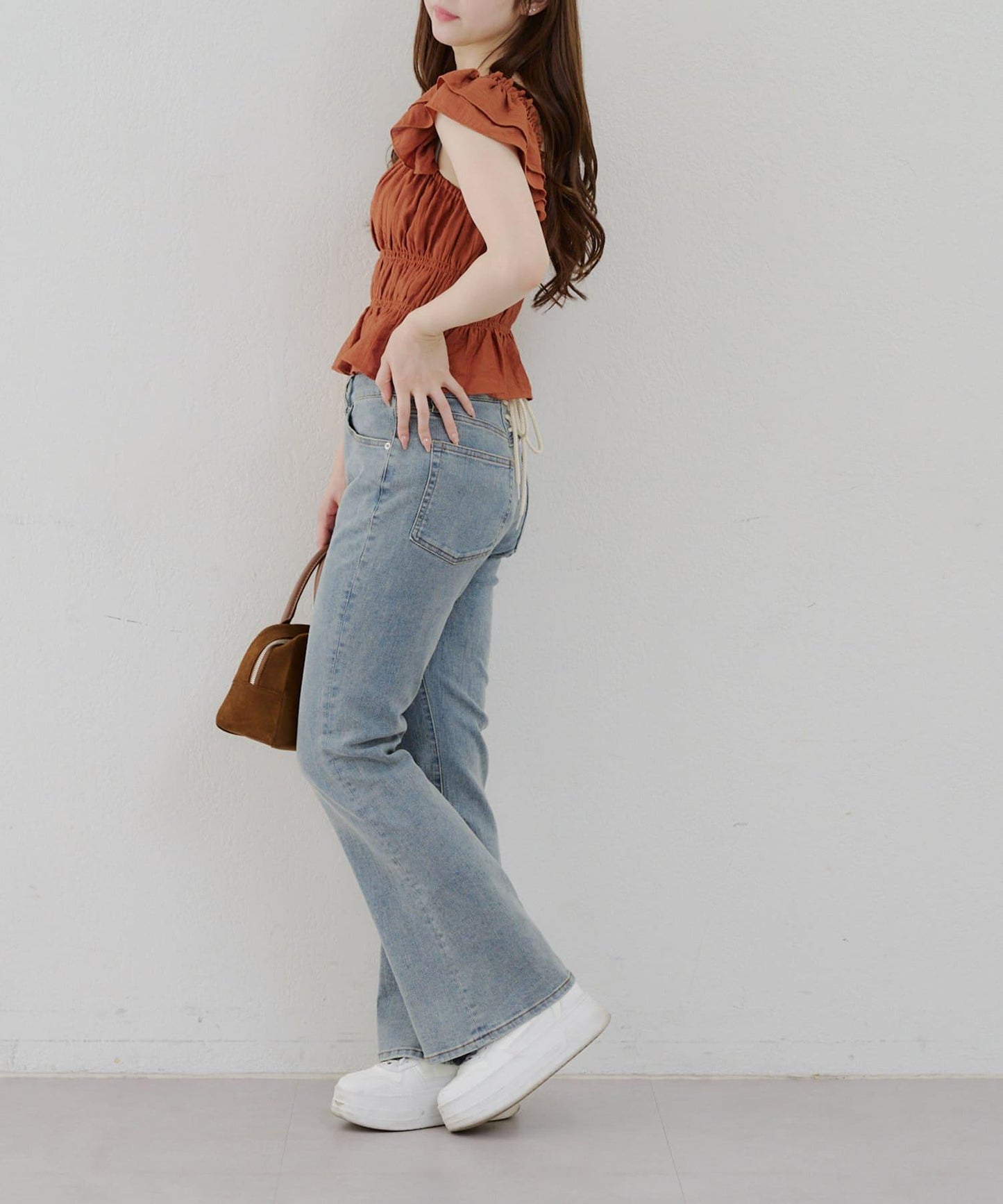 【@reve.perle_企劃】後綁帶荷葉邊喇叭褲