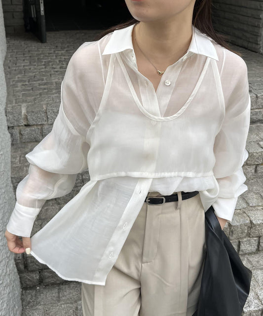 背心套裝透視襯衫