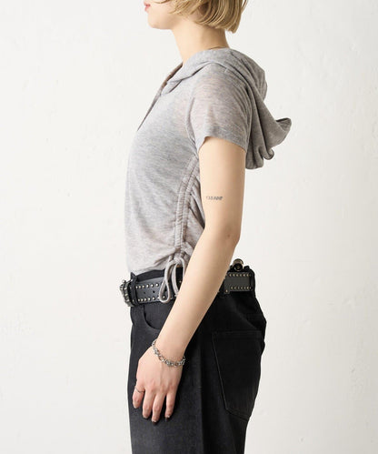 透視亨利領短袖帽衫