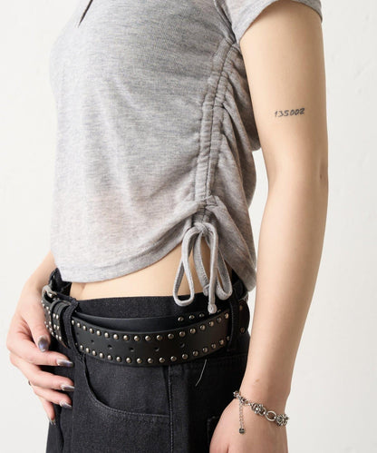 透視亨利領短袖帽衫