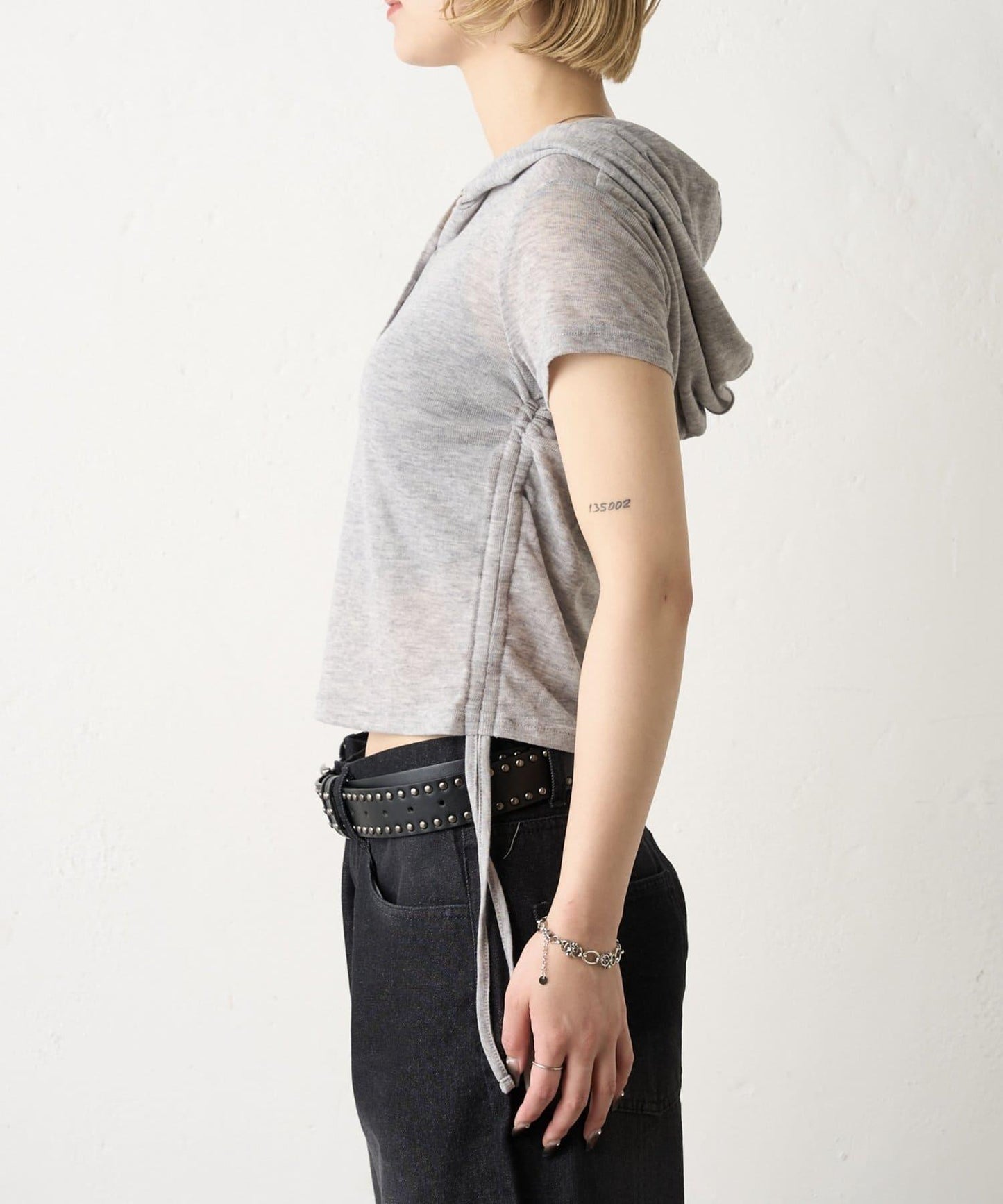 透視亨利領短袖帽衫