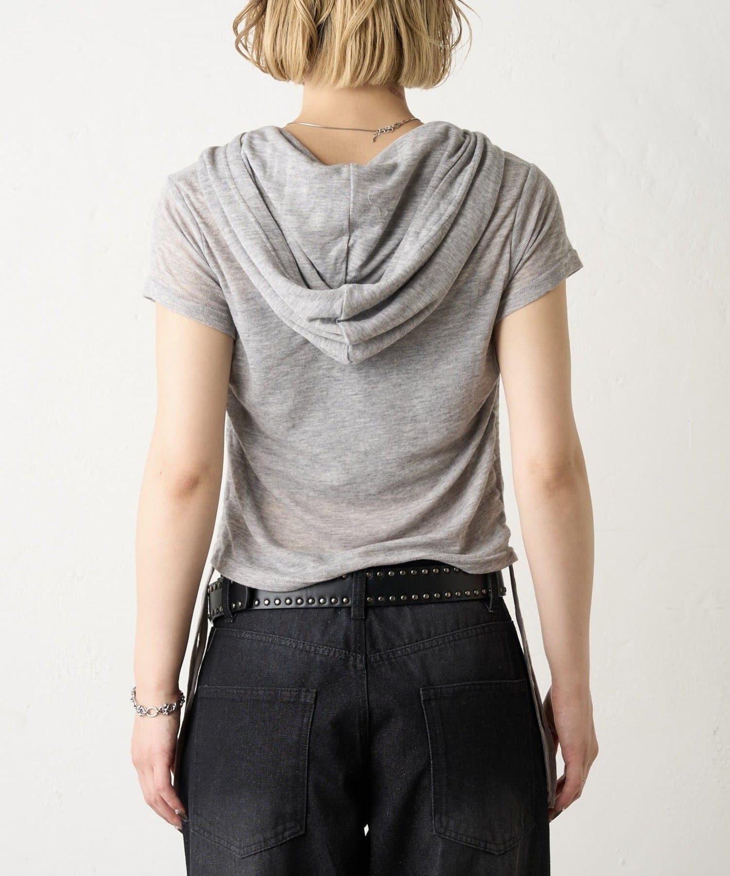 透視亨利領短袖帽衫