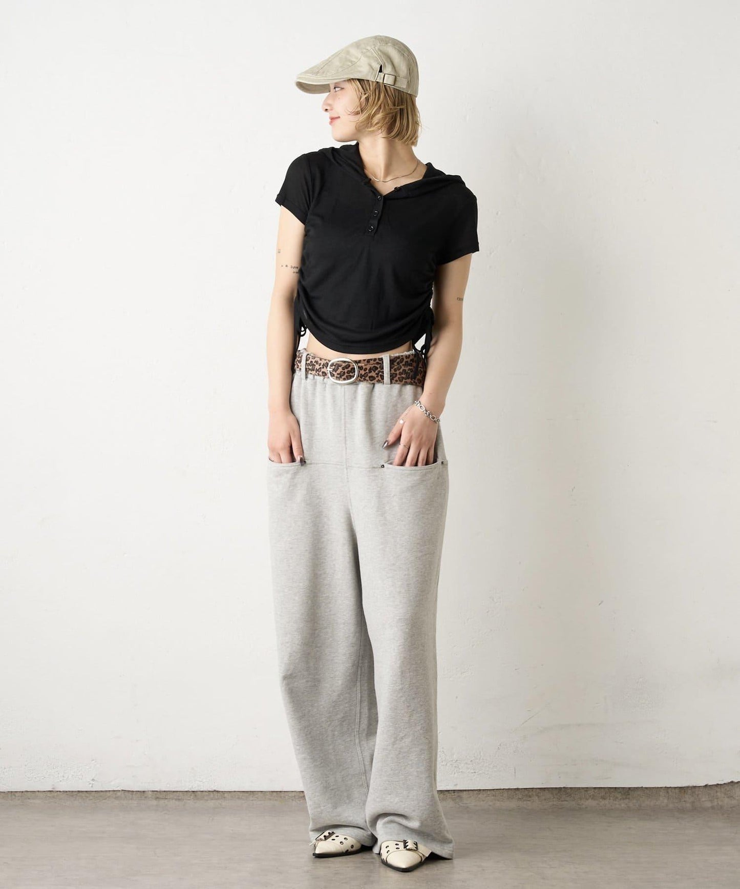 透視亨利領短袖帽衫