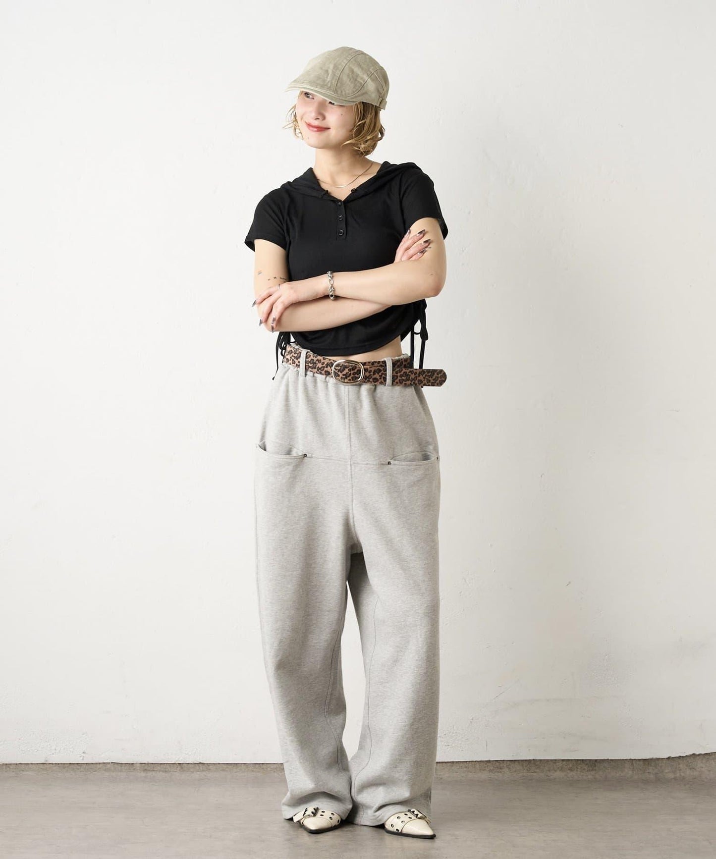 透視亨利領短袖帽衫