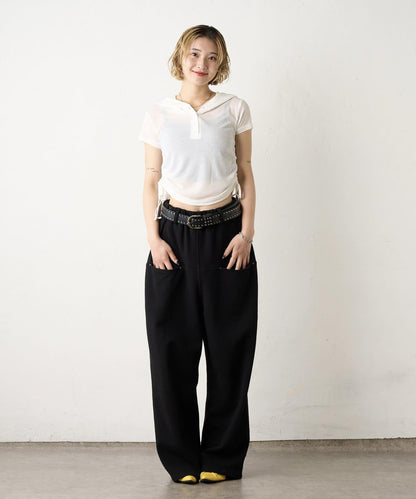 透視亨利領短袖帽衫