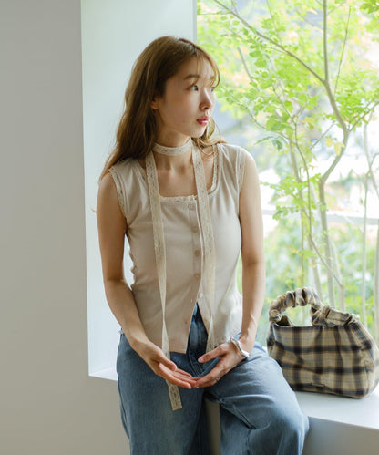 蕾絲針織背心