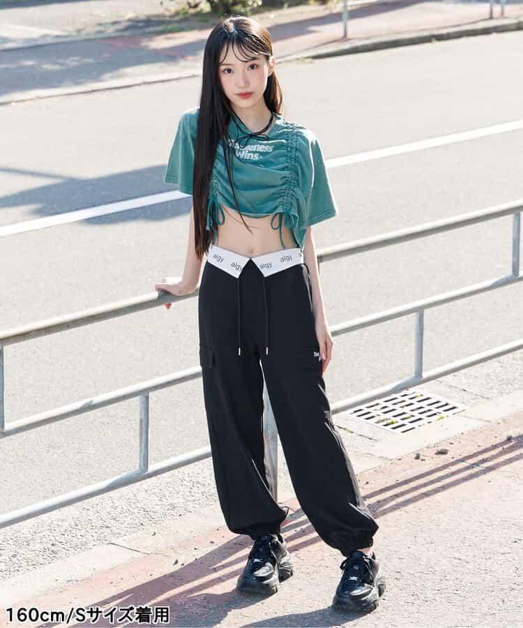 腰部折邊梨地工裝褲