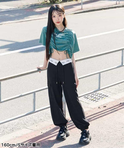 腰部折邊梨地工裝褲