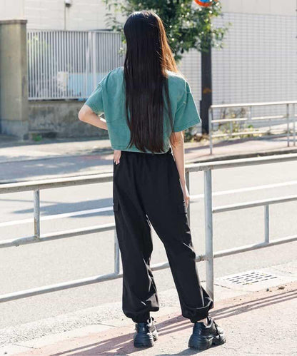 腰部折邊梨地工裝褲