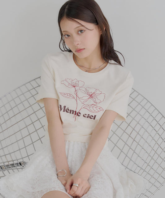 花朵刺繡小T恤
