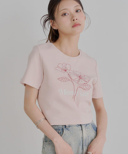 花朵刺繡小T恤