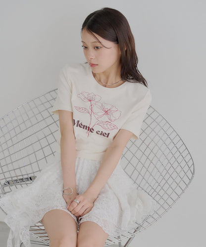 花朵刺繡小T恤