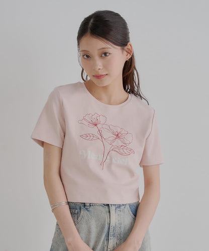 花朵刺繡小T恤