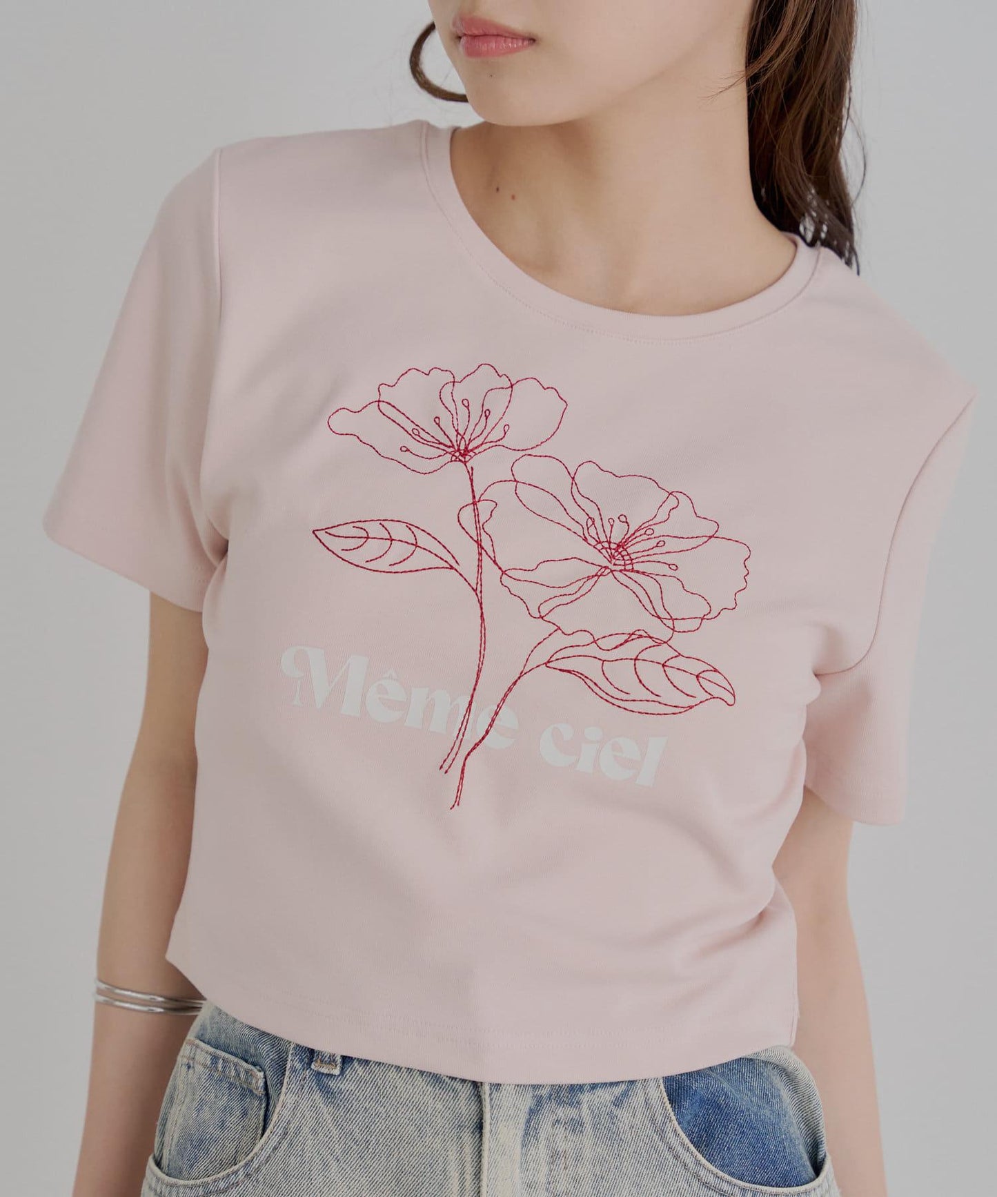 花朵刺繡小T恤