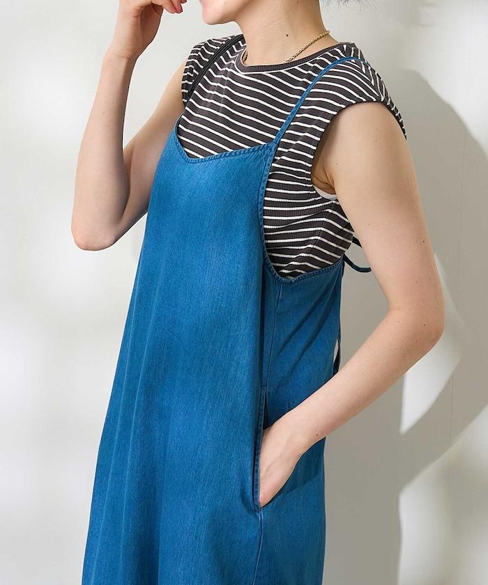 【套裝商品】亞麻粘膠 女士吊帶連衣裙 內搭套裝