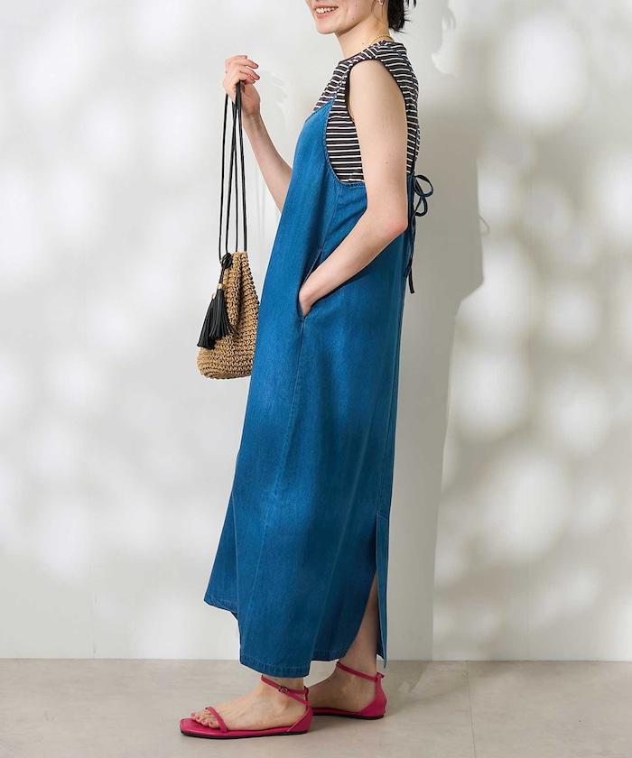 【套裝商品】亞麻粘膠 女士吊帶連衣裙 內搭套裝