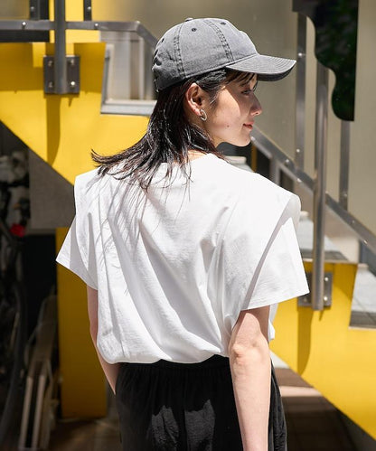 <防紫外線/接觸冷感>COOLPASS 肩部拼接T恤