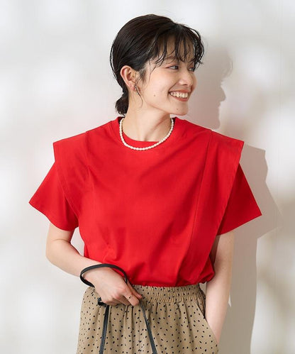 <防紫外線/接觸冷感>COOLPASS 肩部拼接T恤