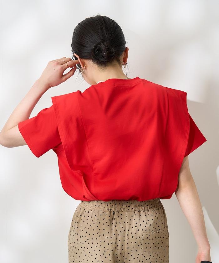 <防紫外線/接觸冷感>COOLPASS 肩部拼接T恤