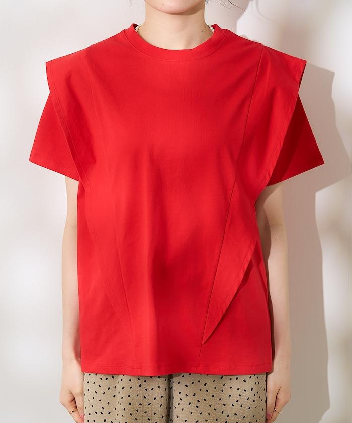 <防紫外線/接觸冷感>COOLPASS 肩部拼接T恤