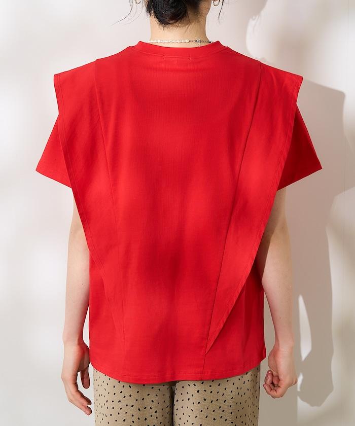 <防紫外線/接觸冷感>COOLPASS 肩部拼接T恤