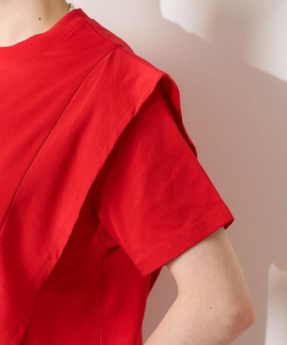 <防紫外線/接觸冷感>COOLPASS 肩部拼接T恤