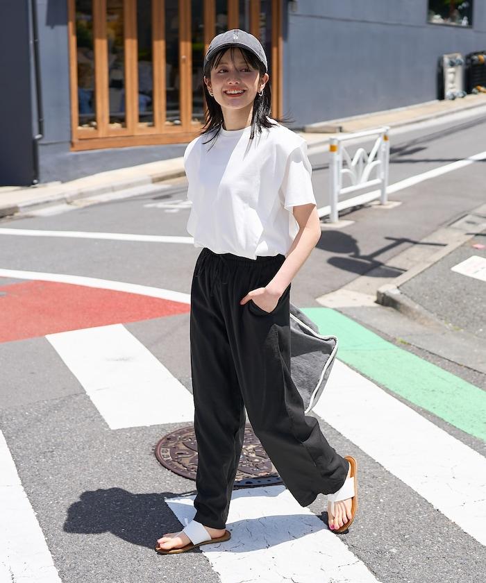 <防紫外線/接觸冷感>COOLPASS 肩部拼接T恤