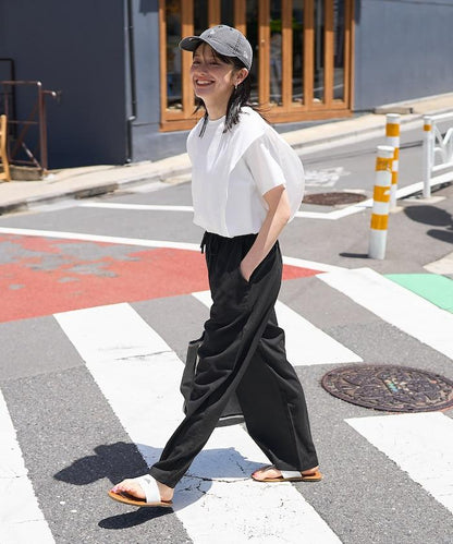 <防紫外線/接觸冷感>COOLPASS 肩部拼接T恤