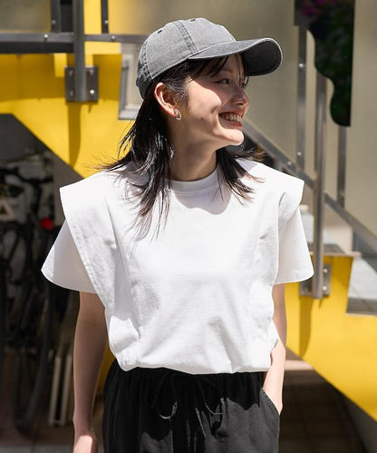 <防紫外線/接觸冷感>COOLPASS 肩部拼接T恤