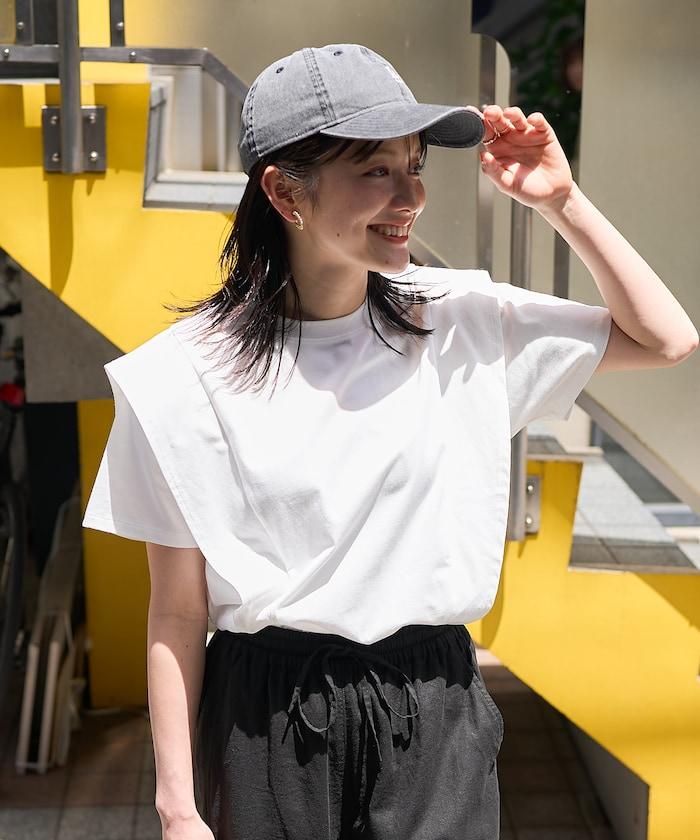 <防紫外線/接觸冷感>COOLPASS 肩部拼接T恤