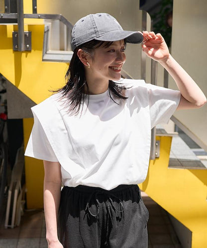 <防紫外線/接觸冷感>COOLPASS 肩部拼接T恤