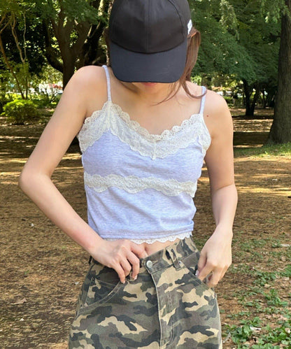帶墊蕾絲吊帶衫