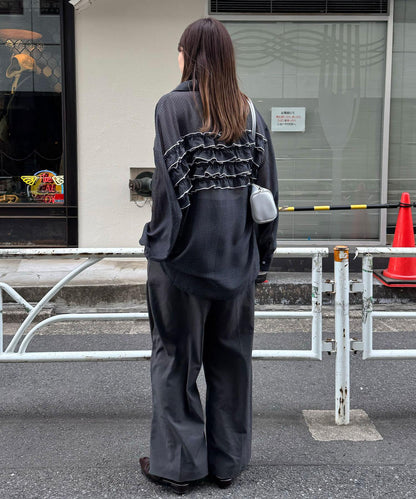荷葉邊拼接上衣