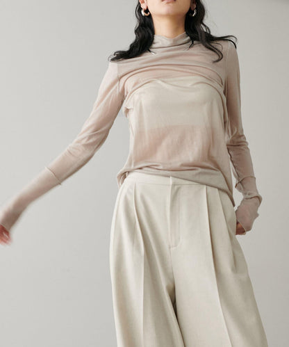 【LARUTA】透視天竺高領T恤