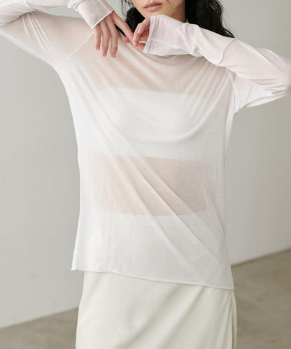 【LARUTA】透視天竺高領T恤