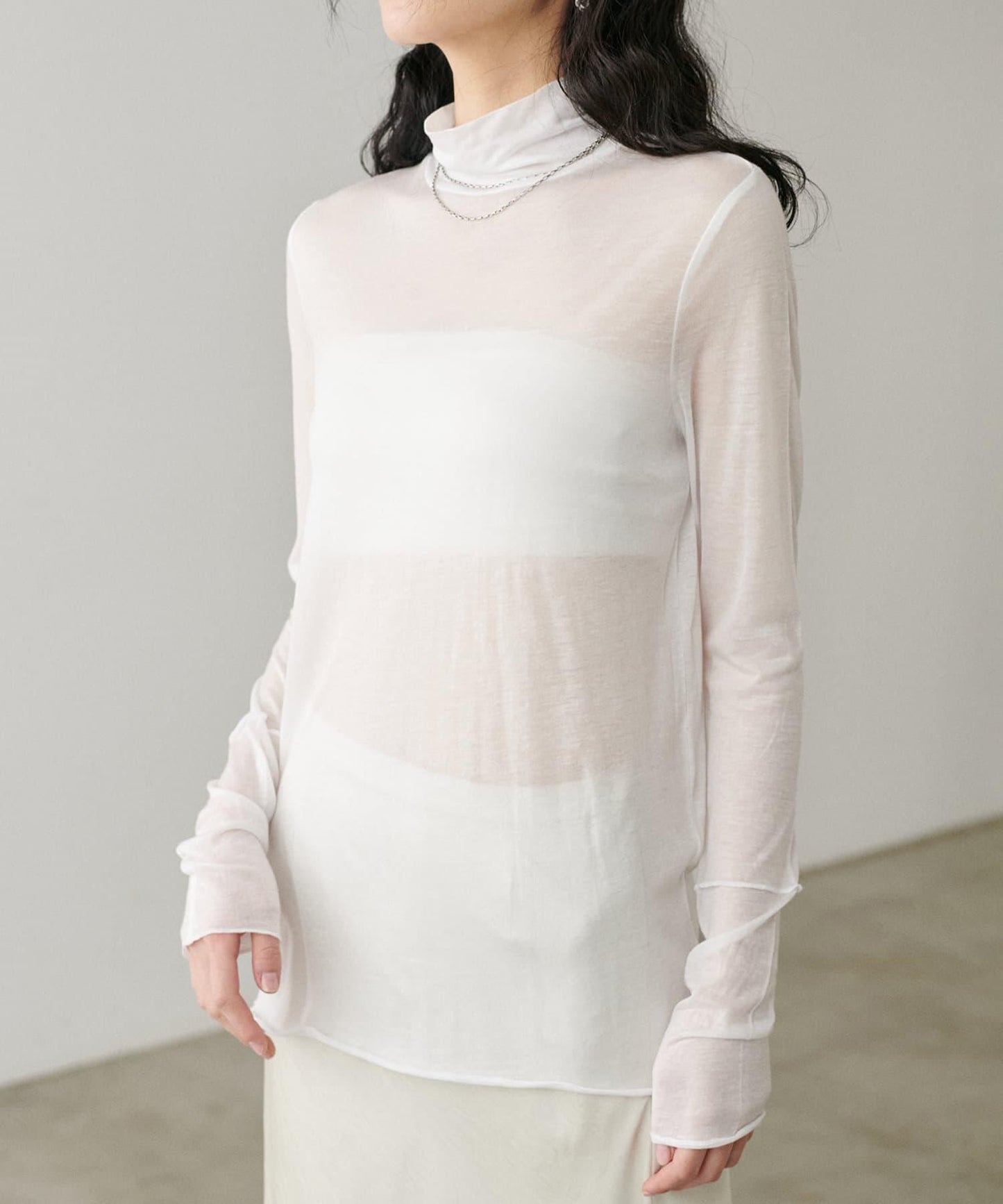 【LARUTA】透視天竺高領T恤