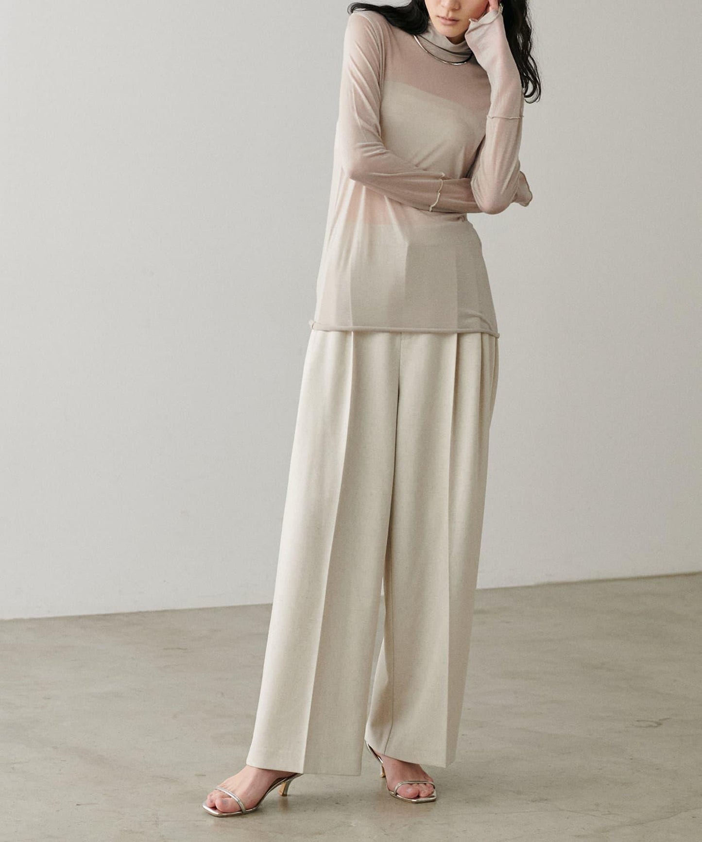 【LARUTA】透視天竺高領T恤