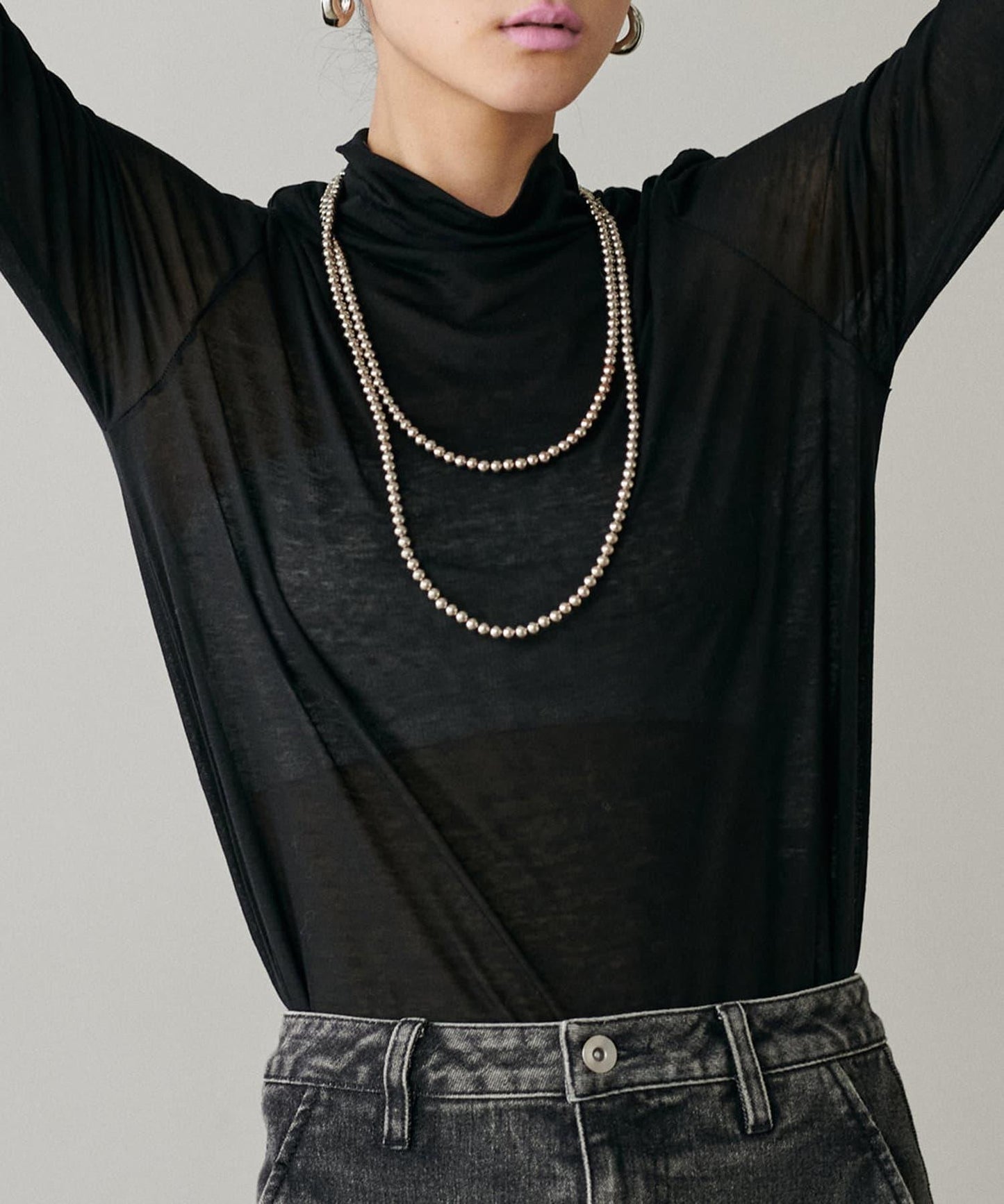 【LARUTA】透視天竺高領T恤