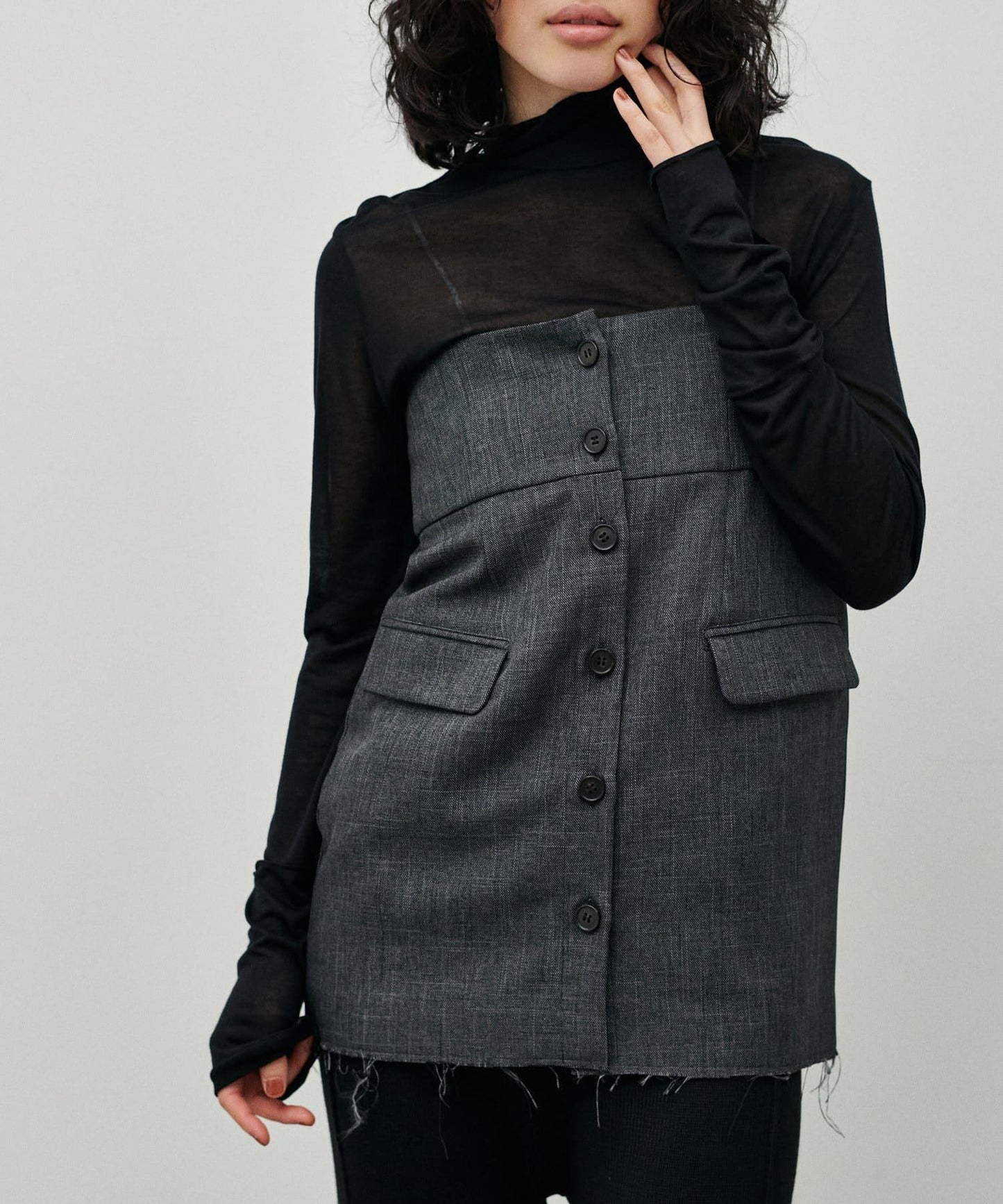 【LARUTA】透視天竺高領T恤