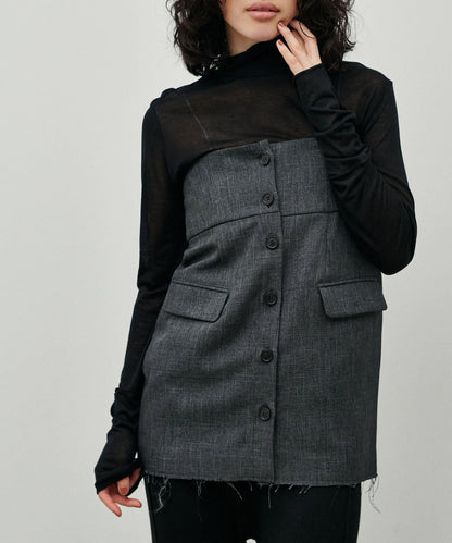 【LARUTA】透視天竺高領T恤