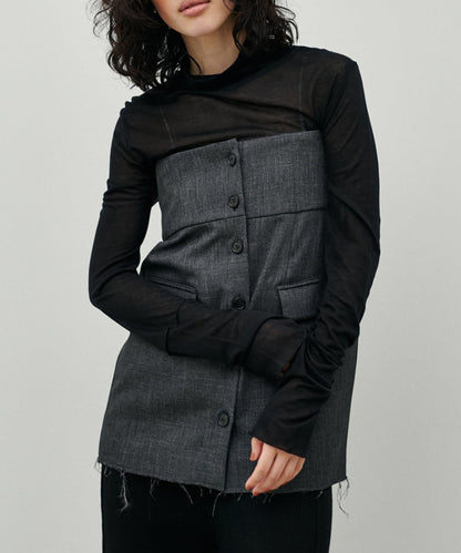 【LARUTA】透視天竺高領T恤