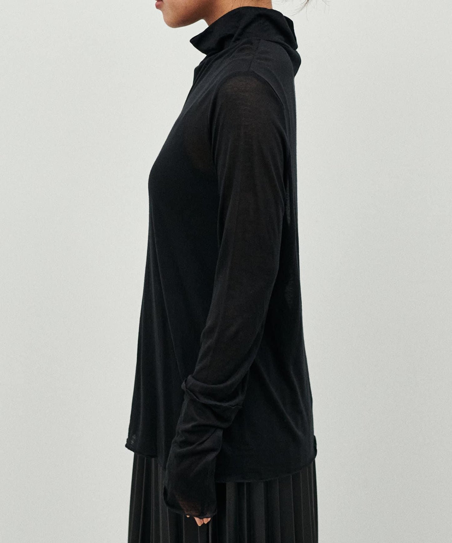 【LARUTA】透視天竺高領T恤