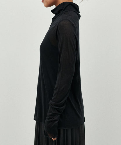 【LARUTA】透視天竺高領T恤