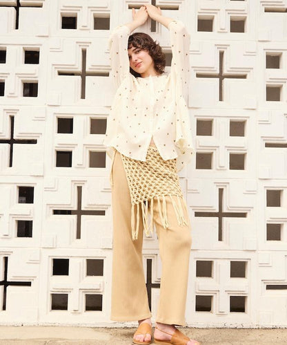 印度 幾何學 刺繡襯衫＜套裝搭配款＞