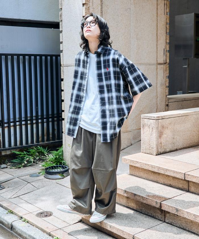 聯名 一點刺繡格子短袖襯衫