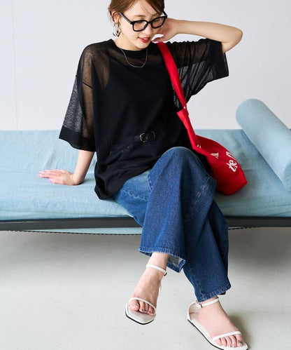 手洗可 混紡亞麻 透氣 半袖 TEE(針織)