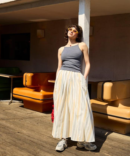 印度多色條紋飄擺裙