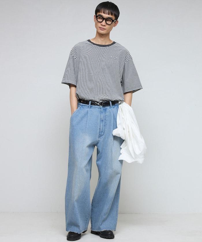 輕鬆合身 單點標誌 條紋T恤